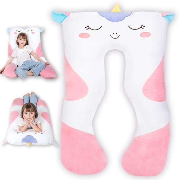 Almohada corporal Midan en forma de U, larga, unicornio de felpa para niños, 120 x 60 cm