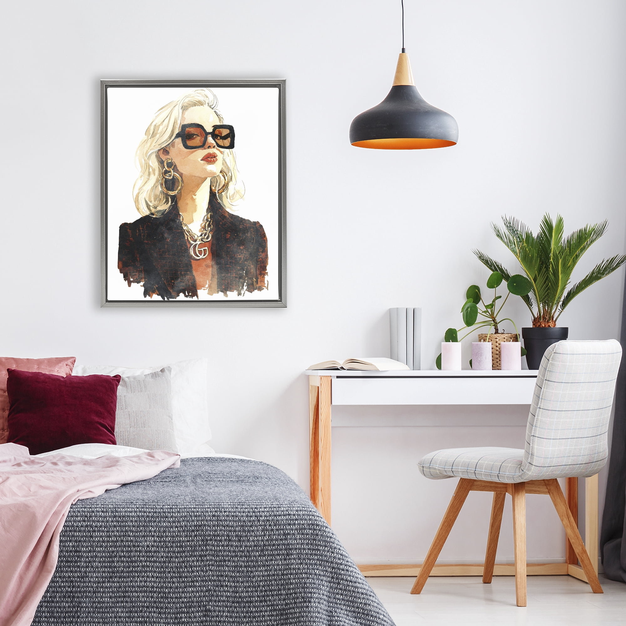 Stupell Industries Luxurious Gilded Gaze Gray Framed Floater Canvas Wall Art, design by Svetlana Aleynikova