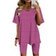 thumbnail image 4 of Blusas para las Mujeres Casual Impreso Cuello en V Manga Corta Blusa Pantalones Cortos, Conjuntos de Ropa para las Mujeres, 4 of 4
