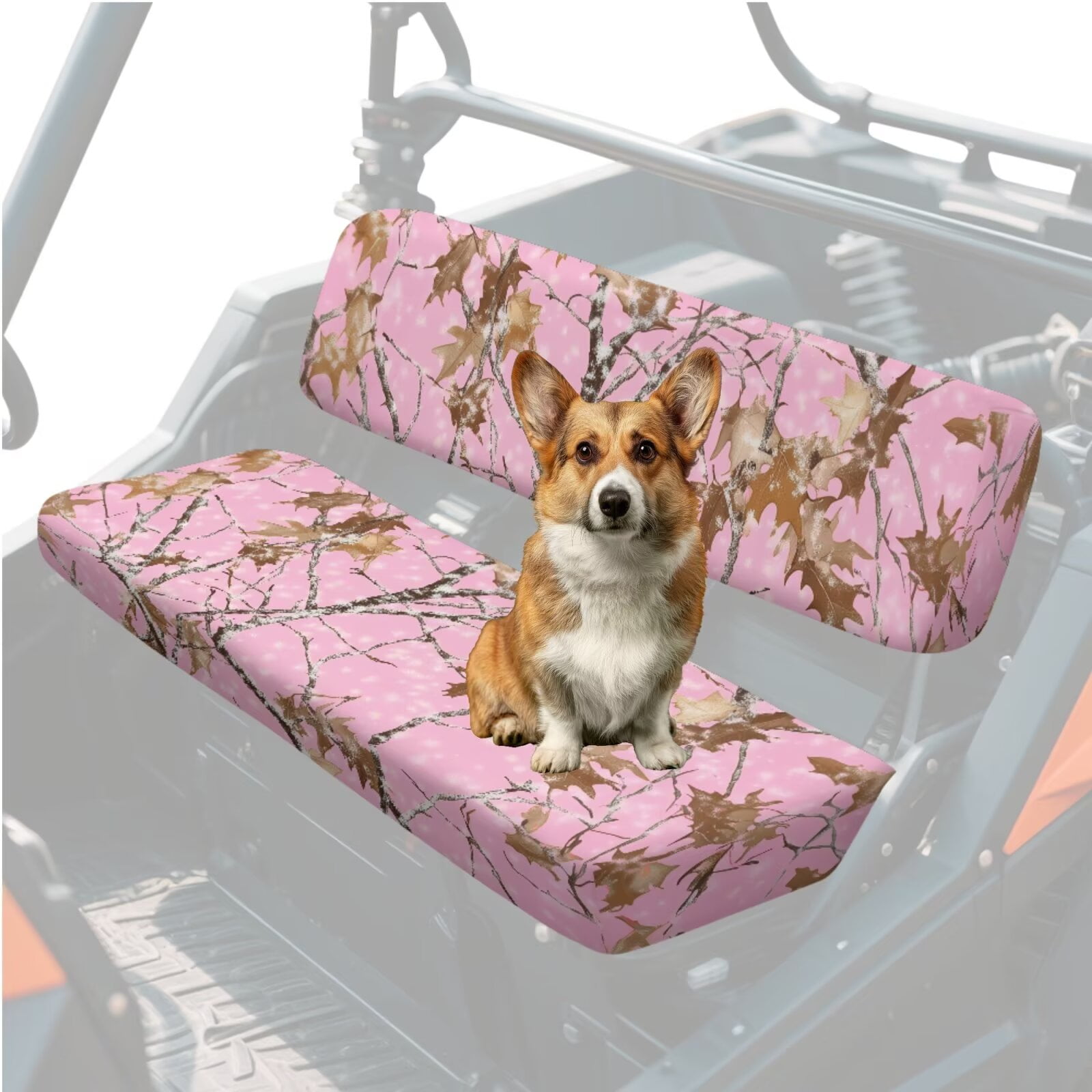 Yuyamidu Pink Wood UTV Bench Seat Covers Camouflage Hunting Ranger Seat Cover Adjustable Elastic Hem Four Wheeler Accessories Fit for Mule 3010 4x4 2008 2007 2006 2005 2004 2003 2002 2001