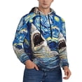 thumbnail image 2 of Picia Vintage Starry Sky Shark Pattern Casual Men's Hoodie - Lightweight Hooded Sweatshirt with Kangaroo Pocket, Comfortable Pullover for Everyday, Travel-4X-Large, 2 of 7