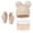 Khaki, variant on YUANxueke Boys Girls Winter Outdoor 3 Piece Sets Warm Pompom Beanie Hat & Fleece Thick Neck Warmer & Gloves Windproof Thermal Outwear