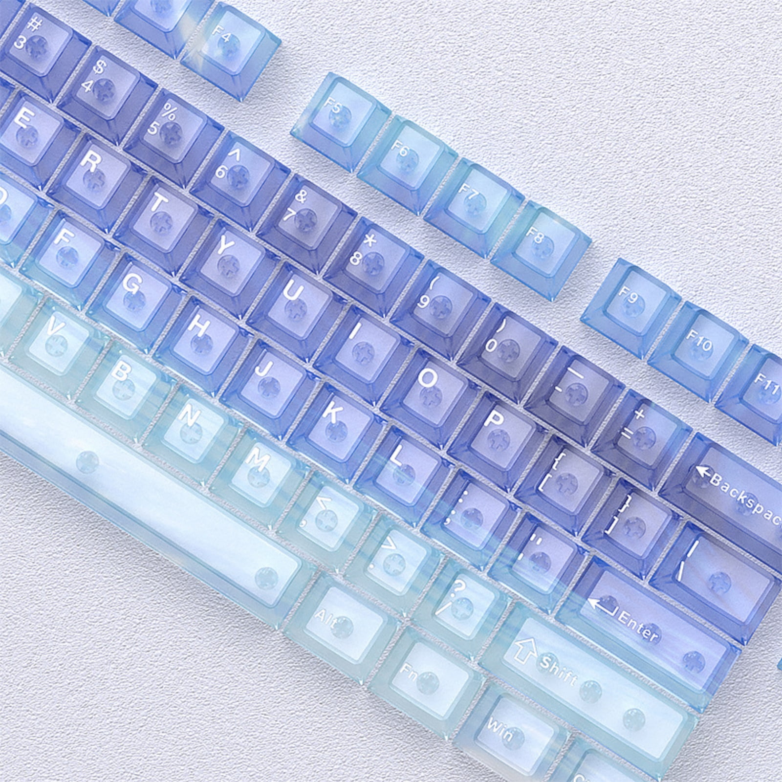 Transparent Gaming Keycaps Multi-Color 60 / 75 / 104 Layouts