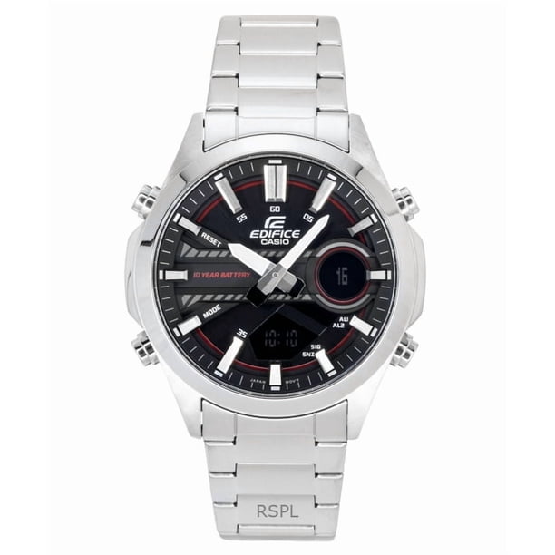 Casio Reloj Edifice Analógico Digital de Acero Inoxidable con Esfera Negra de Cuarzo EFV-C120D-1A4 para Hombre con Correa de Cuero Resistente Al Agua hasta 100 M