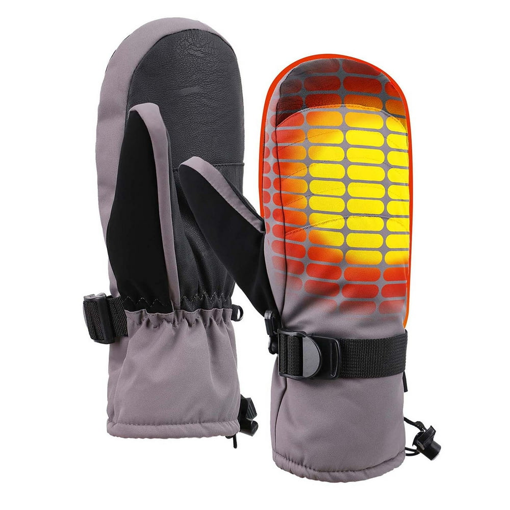 Men Snow Mittens Winter Waterproof snowboard Ski Mittens,Grey,S/M