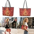 thumbnail image 2 of ZUXONGSY Christmas Tree Snowflake Print Tote Bag with Portable Cosmetic Bags Purse for Women PU Leather Top Handle Satchel Set with Waterproof Travel Toiletry Bag Credit Card Holder Wallet, 2 of 4