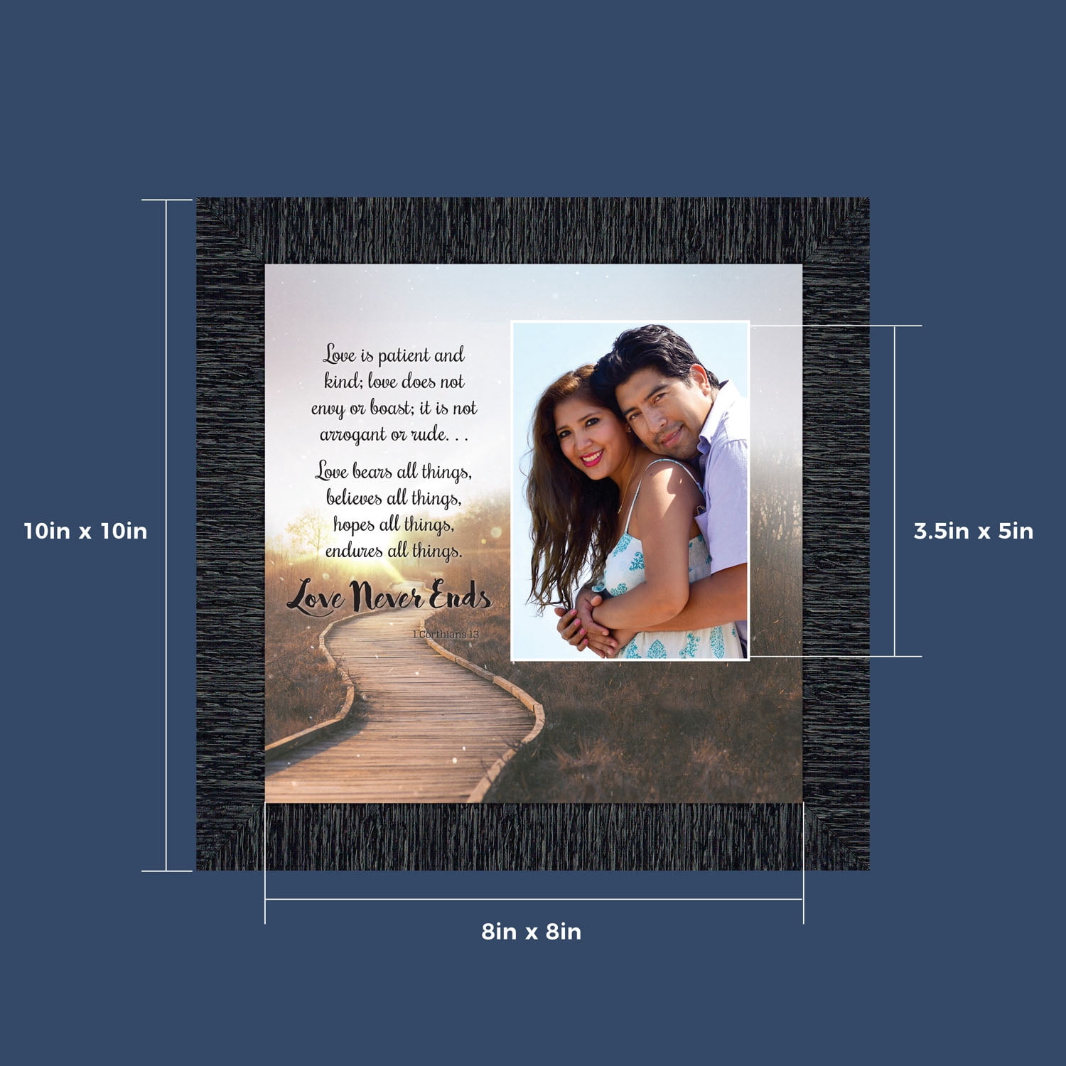 Love Wall Decor for Couples, Christian Wall Decor for Wedding Gifts, Love Never Fails Wall Decor, 1 Corinthians 13 Wall Art, Love is Patient Love is Kind Wall Art, Love Quotes Framed Wall, 6360CH