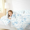 thumbnail image 4 of jejeloiu Kawaii Bow King Size Comforter Sets,Girls Bow Knot Bedding Comforter Set,Blue White Bedding Set,Breathable Bedroom Decorative Reversible,3-Piece, 4 of 8