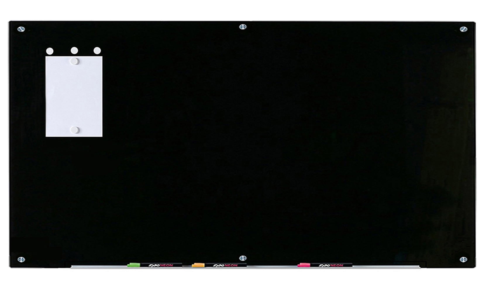 Audio-Visual Direct Magnetic Black Glass Dry-Erase Board Set - 6' x 4' - Includes Magnets, Hardware & Marker Tray