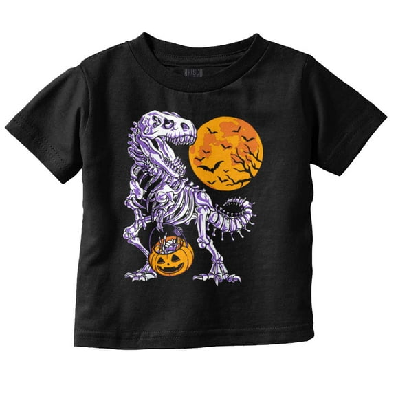 Halloween Trick or Treat Dino Bones Toddler Boy Girl T Shirt Infant Toddler Brisco Brands 6M
