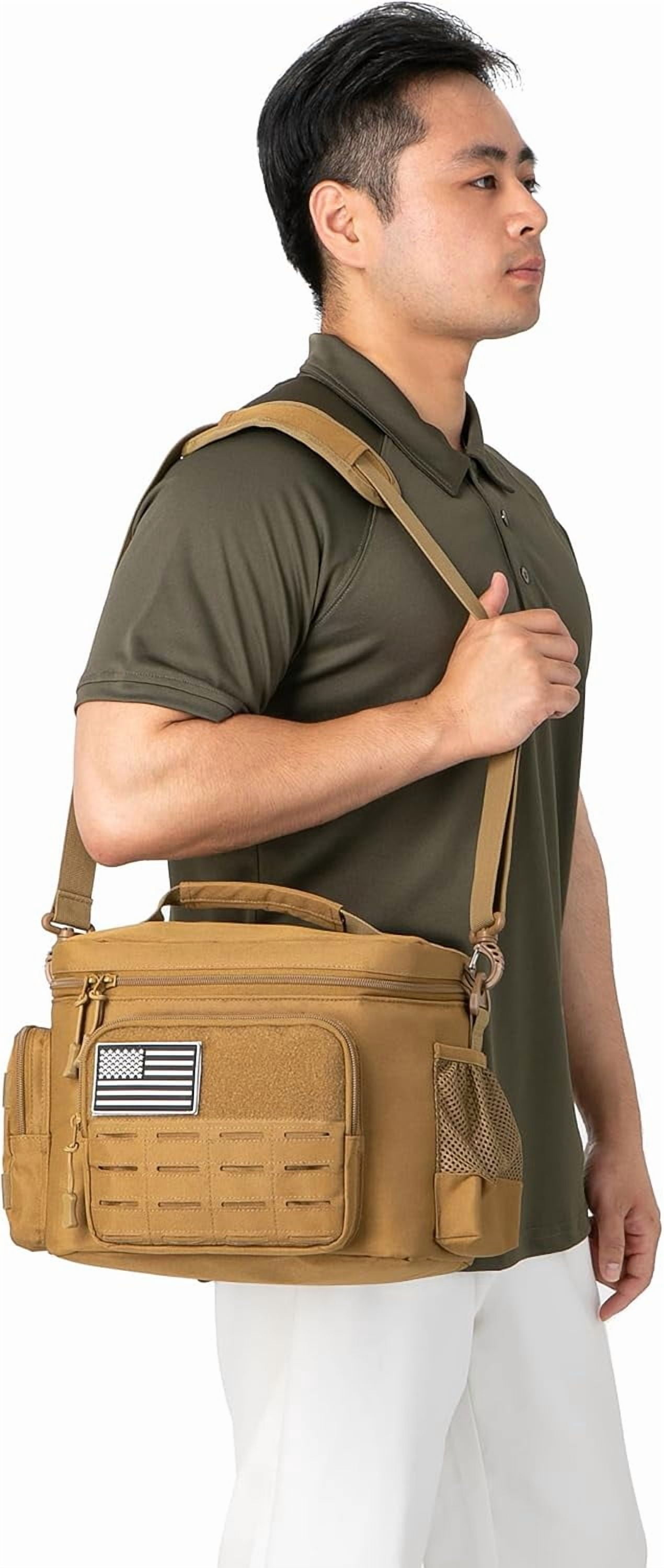 favastee Tactical Lunch Bag for mens Military heavy duty lunch box work Leakproof insulated Durable Thermal Cooler Bag for Adult Meal for Office Camping Picnic Pail MOLLE Webbing