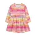 thumbnail image 4 of Odeerbi Niñas Gradient Striped A-Line Vestido de Manga Larga Skater Vestido Retro Vintage Stretchy Escuela Recital Twirly Vestido, 4 of 5