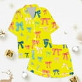 thumbnail image 4 of LIIPEE Girls Outfits Spring Summer Cute Cartoon Bowknot Printed Turndown Collar Button Short Sleeve Tshirts Shorts Pajamas Set Infant Versatile Homewear Outfit,Yellow,12-13 Years, 4 of 4