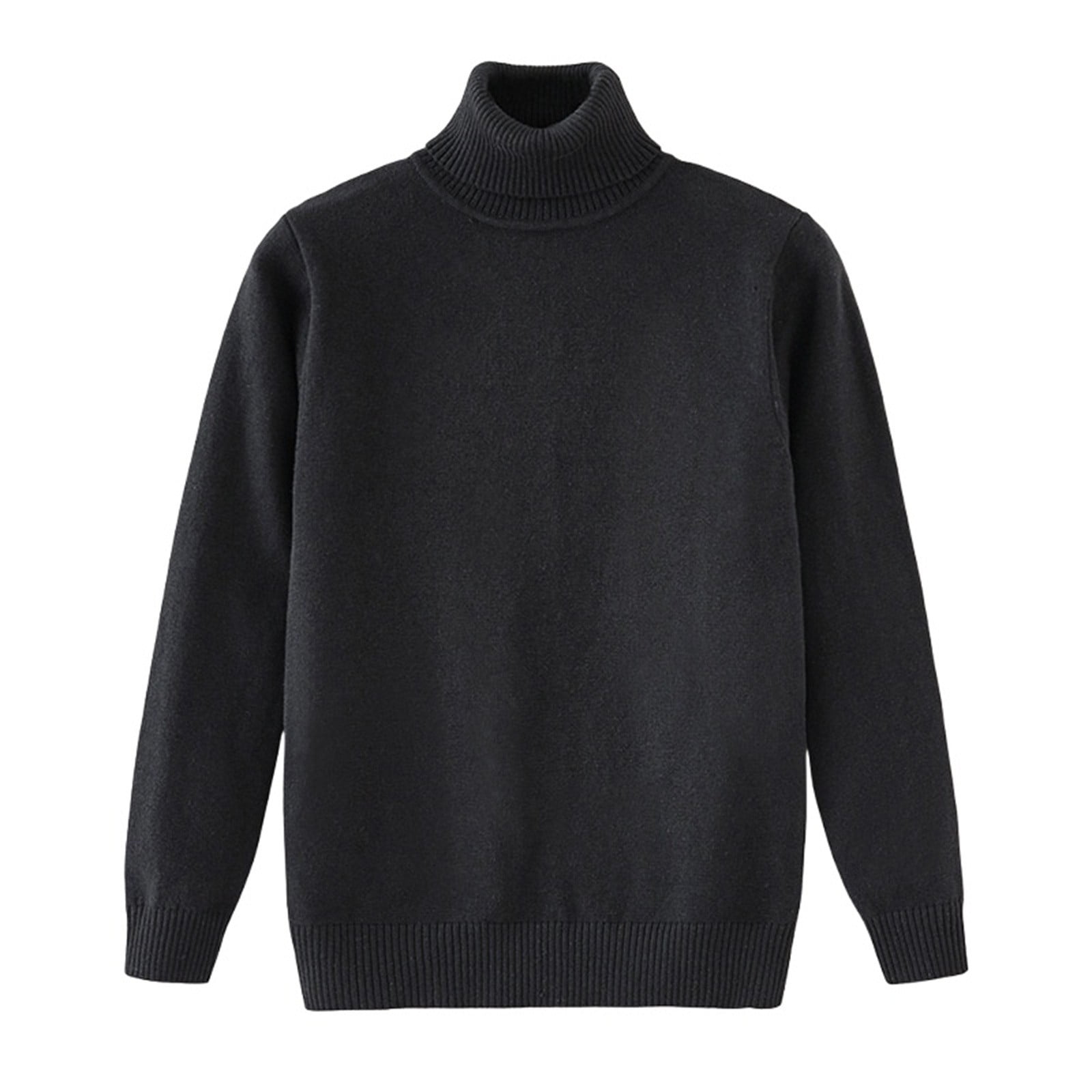 GiLiling Kids Cable Knit Turtleneck Sweater – Solid Color High Collar Long Sleeve Base Layer Pullover for Girls Boys (Black 13-14 Years)