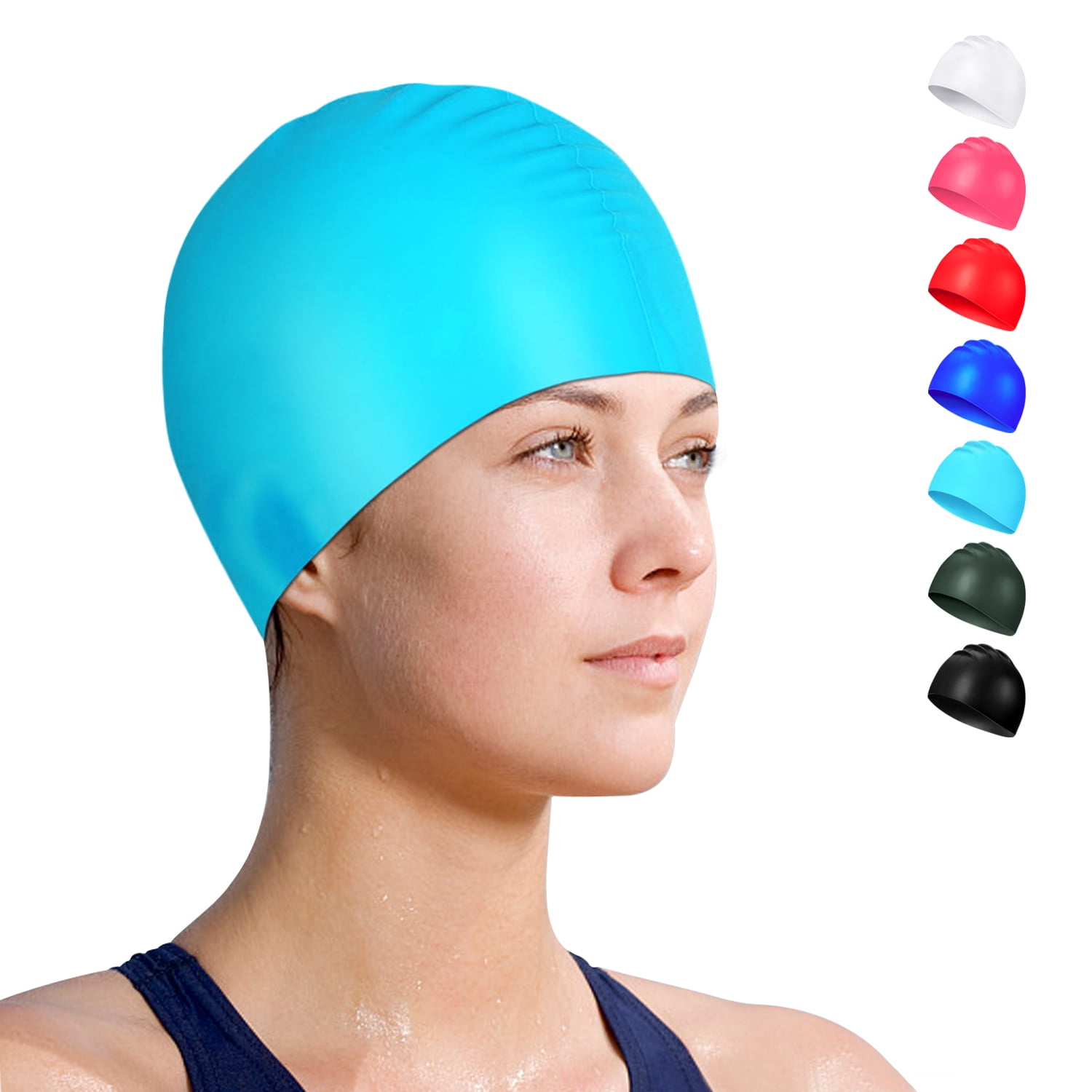 Zenoplige Swim Cap for Adults Durable Silicone Swim Cap for Long