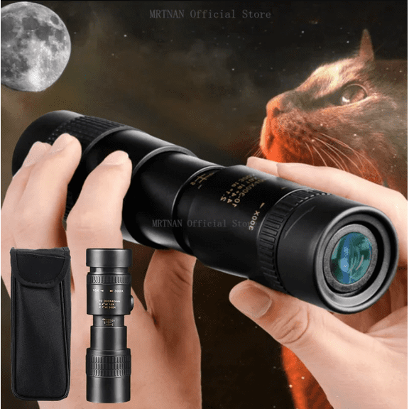 10-300X Zoom Powerful Binoculars Long Range Professional Monocular Telescope HD 4K High Quality BAK4-Prisms Portable for Camping