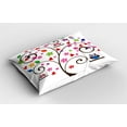 thumbnail image 2 of Ambesonne Cartoon Pillow Sham 2 Pack, Fresh Spring Tree Curly, 30"x20", Black Multicolor, 2 of 3