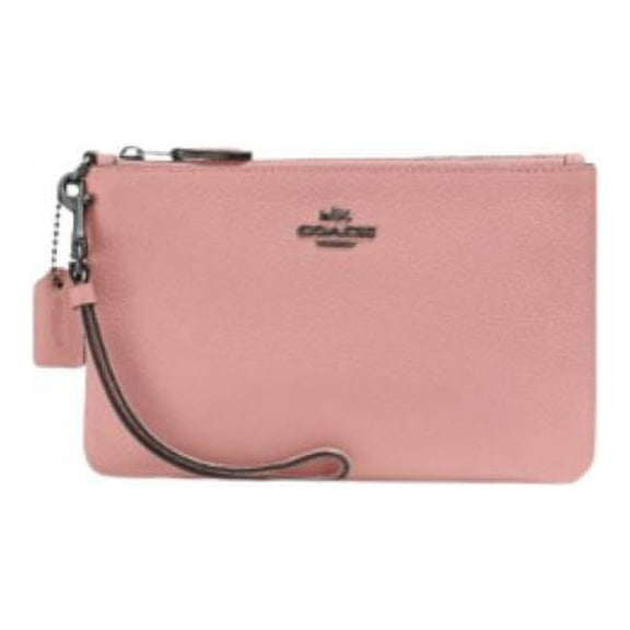 Coach Pebbled Leather Double Corner Zip Wristlet F87590 Carnation, Small 22952-V