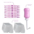 thumbnail image 1 of Frida Mom - Intro Bundle - Upside Down Peri Bottle + Boyshort Disposable Postpartum Underwear + Instant Ice Maxi Pads, 1 of 9