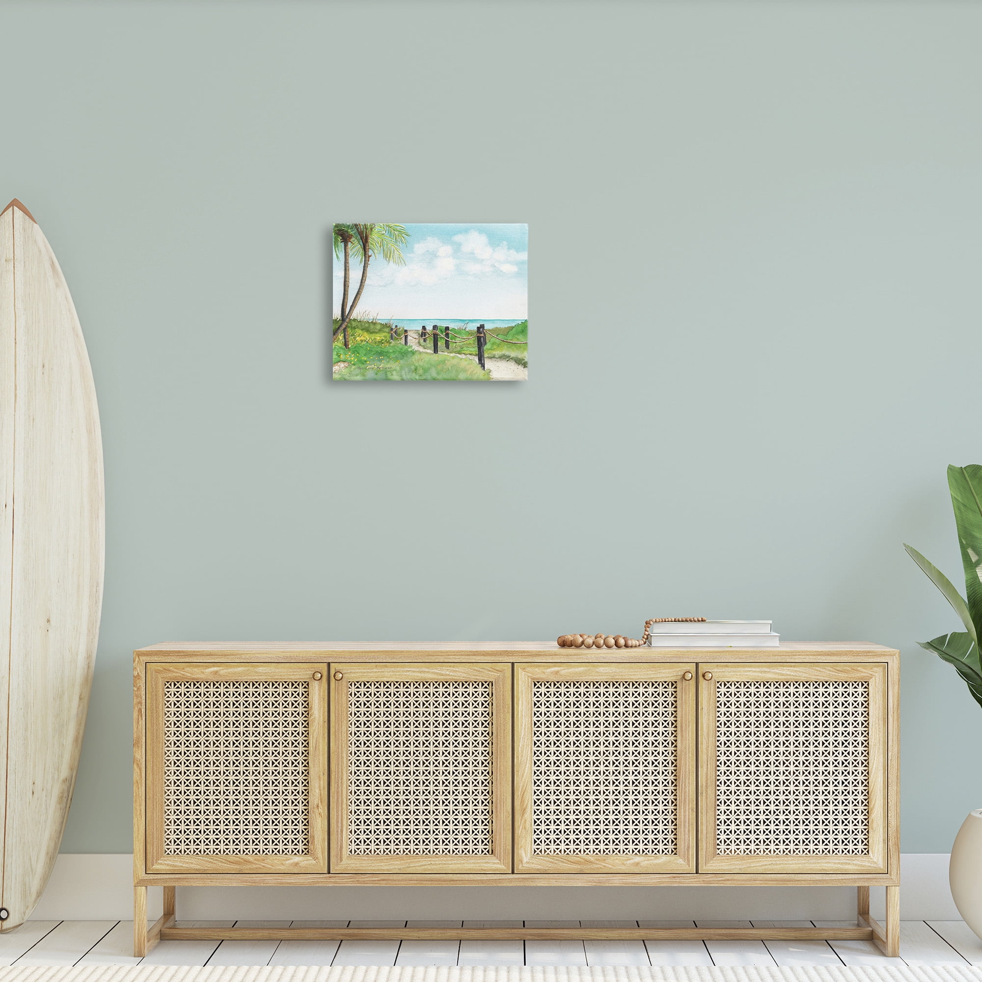 Stupell Industries Tropical Summer Path Landscape Painting Gallery Wrapped Canvas Art Print Wall Art, 20 x 16