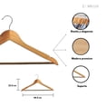thumbnail image 3 of Ganchos para Ropa de Madera Premium ZOMILUX Perchas para Pantalones con Barra Antideslizante y Gancho Giratorio 360°, 3 of 5
