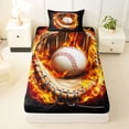 thumbnail image 3 of Erosebridal Baseball Glove Pattern Twin Sheet Sets,Boys Ball Sport Bedding For Boys Men 3-Piece, 3 of 6