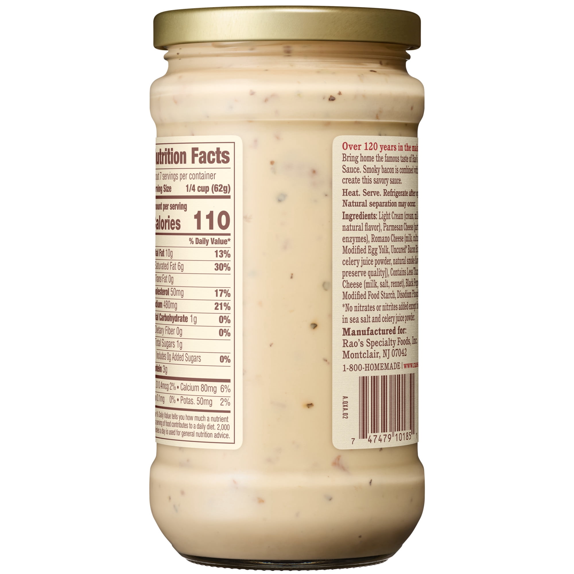 (3 pack) Rao's Homemade Bacon Alfredo Sauce, 15 oz