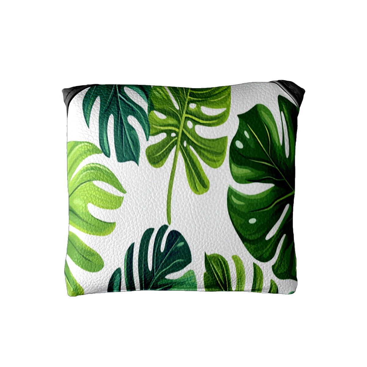 Golf Mallet Putter Cover Premium Leather Waterproof Golf Putter Head Cover with Magnetic Closure Green Leaves