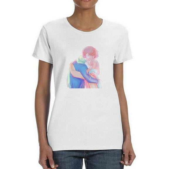 Manga Couple Soft Embrace T-Shirt Women -Image by Shutterstock, Female 4X-Large