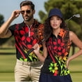 thumbnail image 2 of Aplkyhs Matching Golf Shirts for Couple Quarter Zip Red Polynesian Flower Men's Casual Short Sleeve Cool Golf Shirts 4-Way Stretch for Golf,Tennis,Hiking,Running,Gym Breathable Fabric, 2 of 6