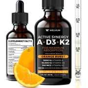 WELVIUM Liquid Vitamin D3 K2 Magnesium Liposomal Drops with 10000 IU Cholecalciferol, MK7, Vitamin A, Calcium, MCT Oil, Organic Sunflower Lecithin for Immune Skin ADK Supplement