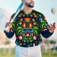 thumbnail image 6 of Balery Roosters and Flowers Baseball Jersey for Men Casual Button Down Shirts Short Sleeve Active Team Sports Uniform-X-Large, 6 of 9