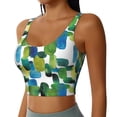thumbnail image 2 of Sports Bras For Women Workout Tank Tops, Abstractly Bright Green Pattern Running Vest With Removable Cups, 2 of 2