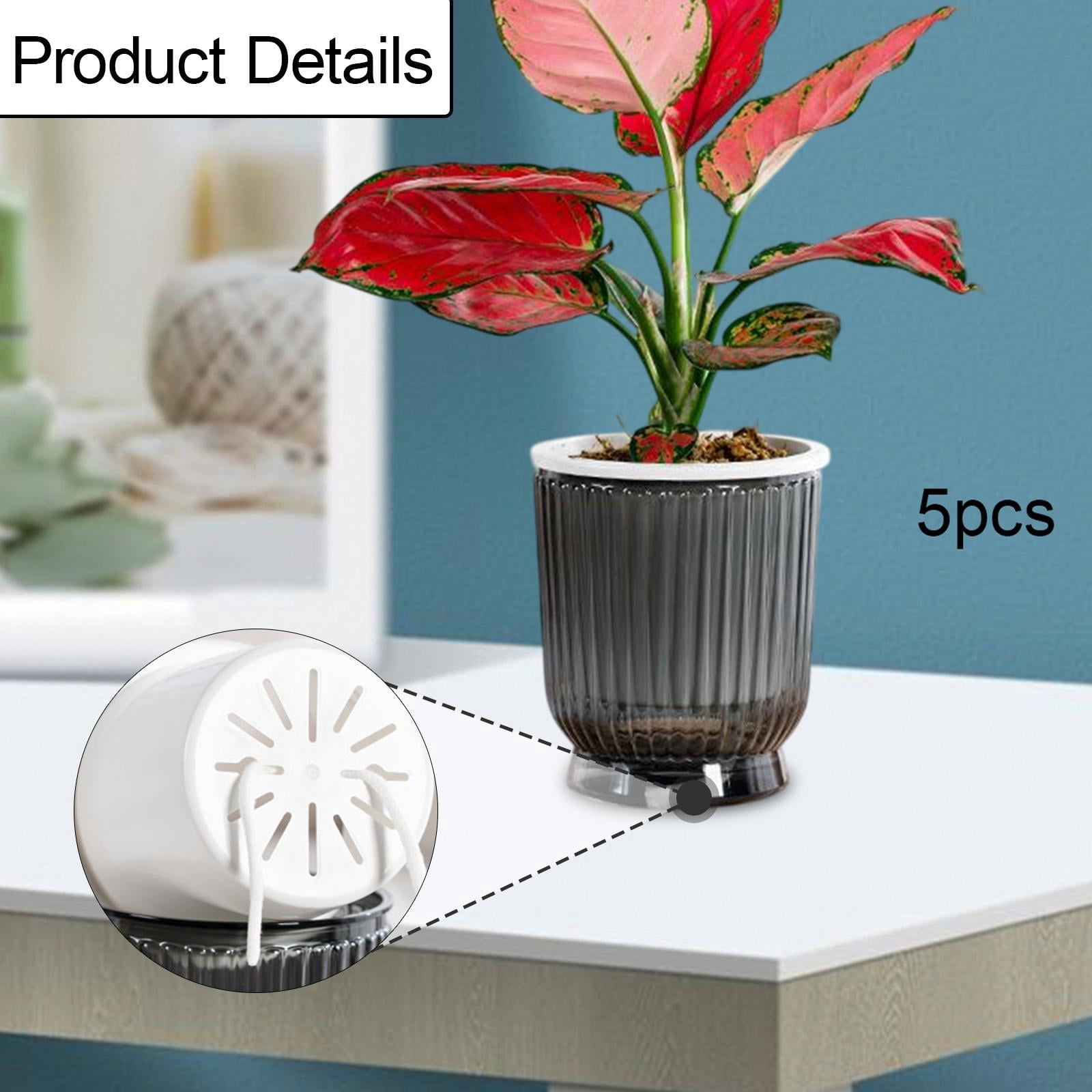 figatia 5 Pieces Self Watering Plant Pots Flower Pots Modern Home Decor Gardening Planters Indoor Outdoor Plants for Restaurant Patio Gray 12x14.5cm