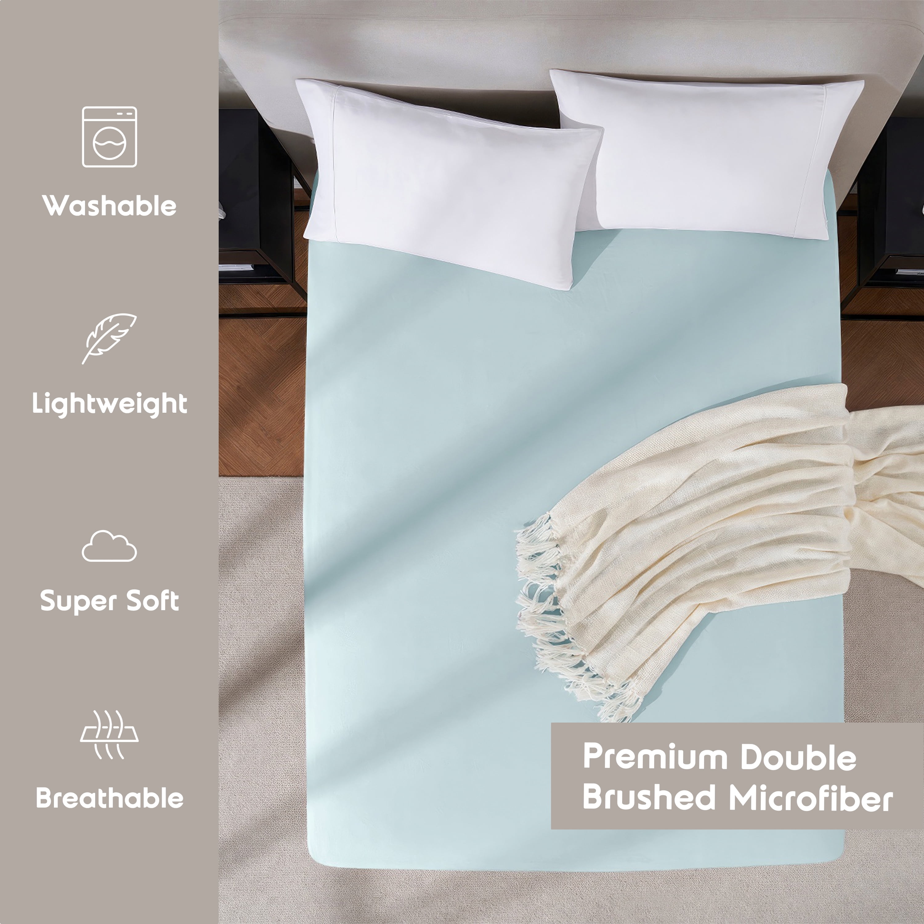 Lammaloe 2 Pack Extra Deep Pocket Full Size Fitted Sheet Only, Fits 18" to 24" Mattress, Soft Microfiber Fitted Bed Sheet, Aqua