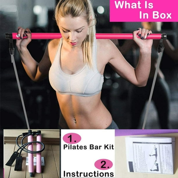 Pilates Bar Kit with Resistance Band, Portable Home Gym Workout  Package,Resistance Band and Toning Bar Yoga Pilates Stick Yoga Exercise Bar  with Foot