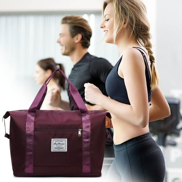 Bolso bandolera plegable de nailon ZJT250125695 | Bolsa de viaje de gran capacidad con múltiples compartimentos para separación de líquidos y secos | Bolso ligero de lona para gimnasio, senderism