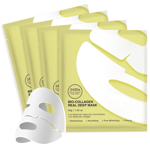 Mascarilla facial WEILNELL Deep Colágeno Antiarrugas, 4 paquetes