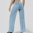thumbnail image 7 of WTOBBY Women's High Waisted Wide Leg Stretch Jeans, Baggy Loose Straight Leg Denim Pants for Summer, Comfortable and Fashionable Trousers with Elastic Waist,Sky Blue M, 7 of 7