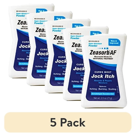 (5 pack) Zeasorb Super Absorbent Antifungal Treatment Powder for Jock Itch, 2.5 Ounce
