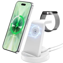 Wireless Charger, 18W Charging Station for iPhone 17 16 15 14 13 12, 3 in 1 Charging Stand for Airpods 4 3 2 Pro, for Apple Watch Series: 3 in 1 Charging Station for Apple Multiple Devices, White