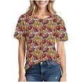 thumbnail image 2 of Feancey Short Sleeve Oversized T-Shirts for Women Breathable Casual Summer Tunic Tops Novelty Baseball Printed Cute Tees Workout Ready Football Blouse Yellow 5XL, 2 of 7