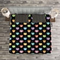 thumbnail image 3 of Ambesonne Owls Quilted Bedspread Set 3 Pcs, Funny Confused Serious, Queen Size, Black Multicolor, 3 of 3