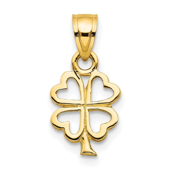 10k Yellow Gold Four Leaf Clover Charm Pendant