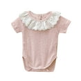 thumbnail image 1 of Gibobby Pañalero de algodón de manga corta de algodón con cuello de encaje para niños recién nacidos, niñas y niños, ropa(Rosa, 18-24 Meses), 1 of 4