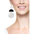 thumbnail image 2 of Beautiful Large Handmade Black and Silver Circles Chic Abstract Lightweight Hoop Statement Earrings – Nickel Free - Hypoallergenic Earwires – Gift for Her, 2 of 4