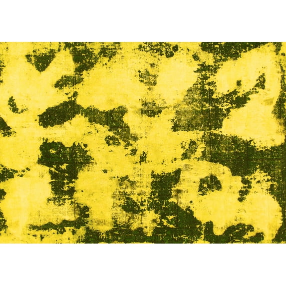 Ahgly Company Indoor Rectangle Abstract Yellow Modern Area Rugs, 2' x 5'