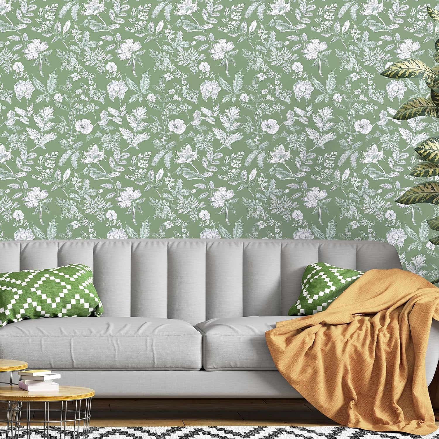DAZLUTE Floral Wallpaper Peel and Stick,Self Adhesive Removable Wallpaper for Home Bedroom Cabinets Decorative Thicken 17.32" x 394"
