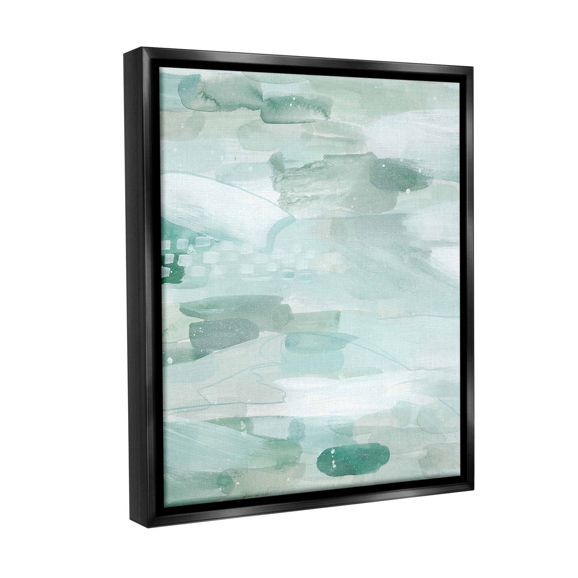 Stupell Industries Horizontal Green Strokes Abstract Painting Black Floater Framed Canvas Art Print Wall Art, 25 x 31