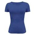 thumbnail image 5 of XIAONU Womens Blouses Slim Fit Round Neck Wide Opening Short Sleeved T-Shirt Trendy Solid Color Pullover Shirt, 5 of 5